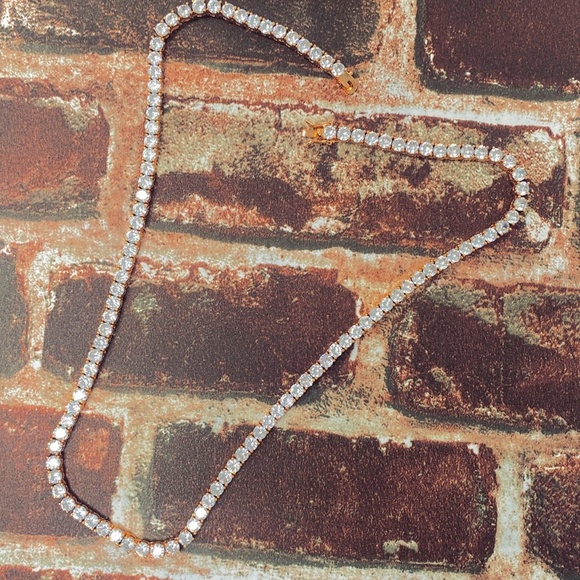 Iced Out Gold Hip Hop Tennis Chain CZ Stones High Gloss 16IN 5MM - Picture 1 of 4